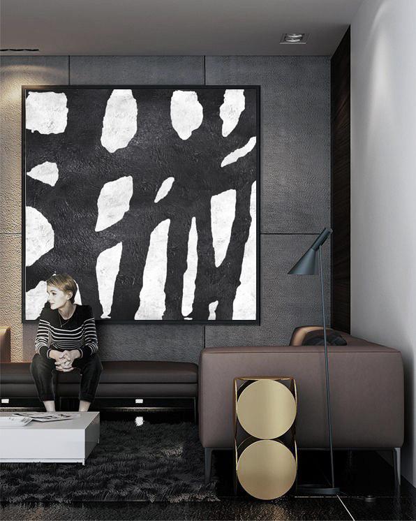 Minimal Black and White Painting #MN1A - Click Image to Close